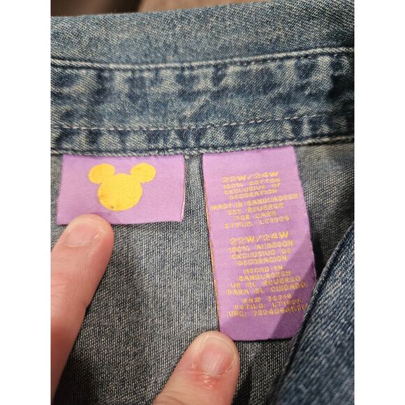 Vintage Disney Eeyore Embroidered Denim Shirt Pearl Snap Buttons 22 22w 24 24w - Picture 2 of 7